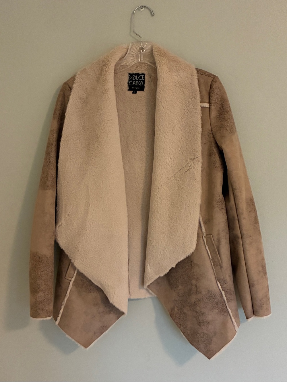 Dolce Cabo Beige Faux-Shearling and Suede Jacket